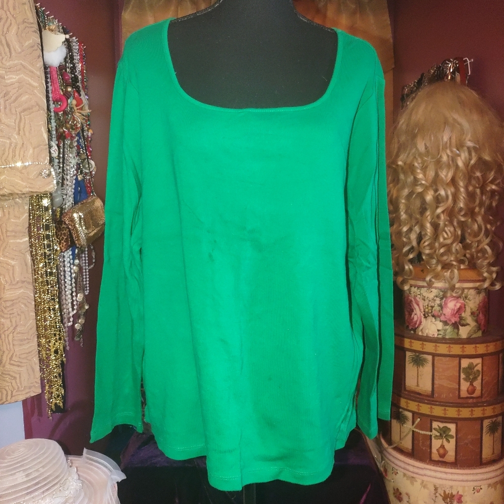 Ruby Rd. Green Top 2X - Picture 1 of 3
